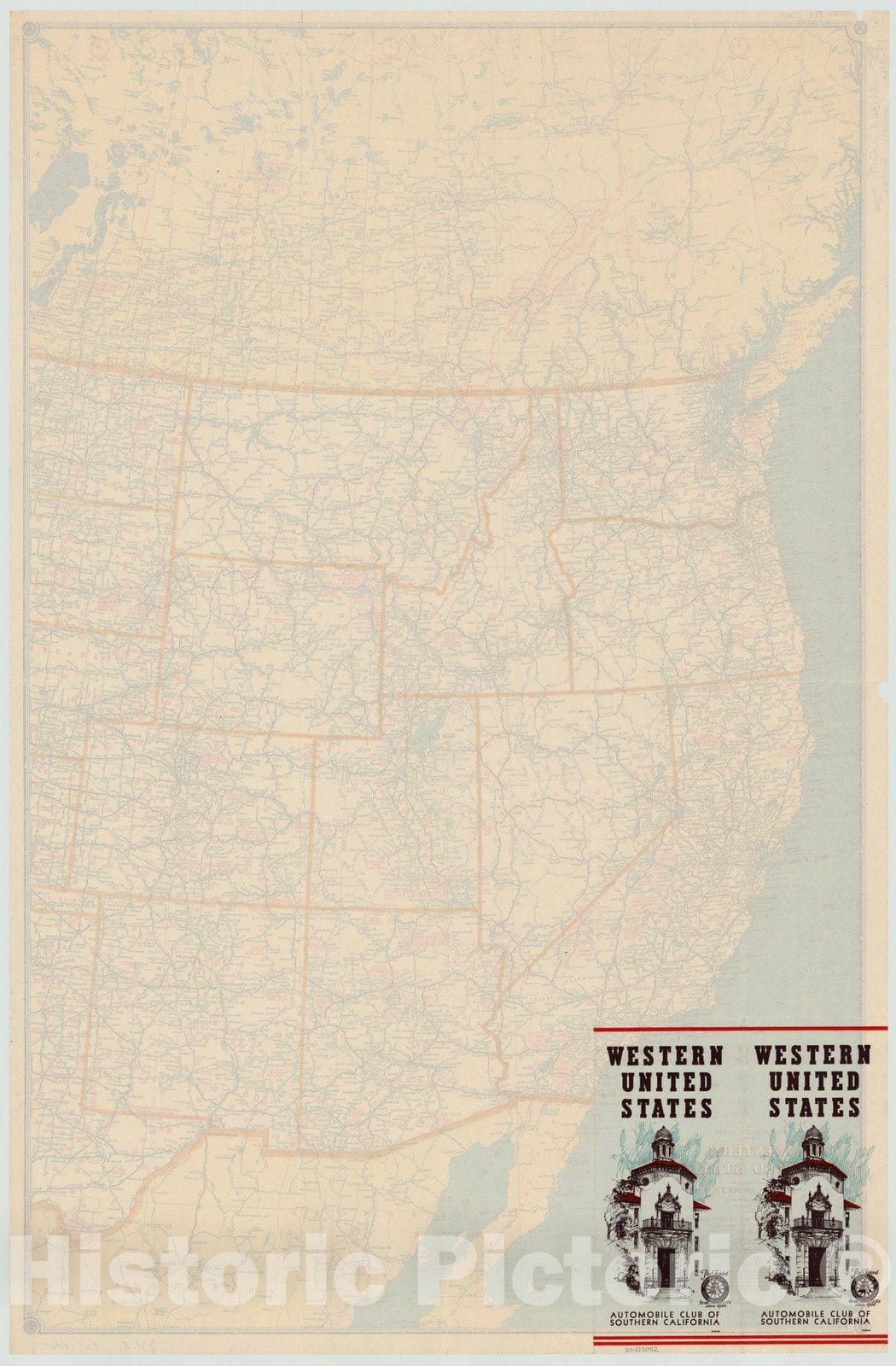 Map : United States, western 1946 1, Automobile road map of the western United States including adjacent Canada and Mexico , Antique Vintage Reproduction