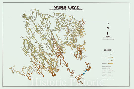Map : Wind Cave National Park, South Dakota 1988, Wind Cave National Park, South Dakota , Antique Vintage Reproduction