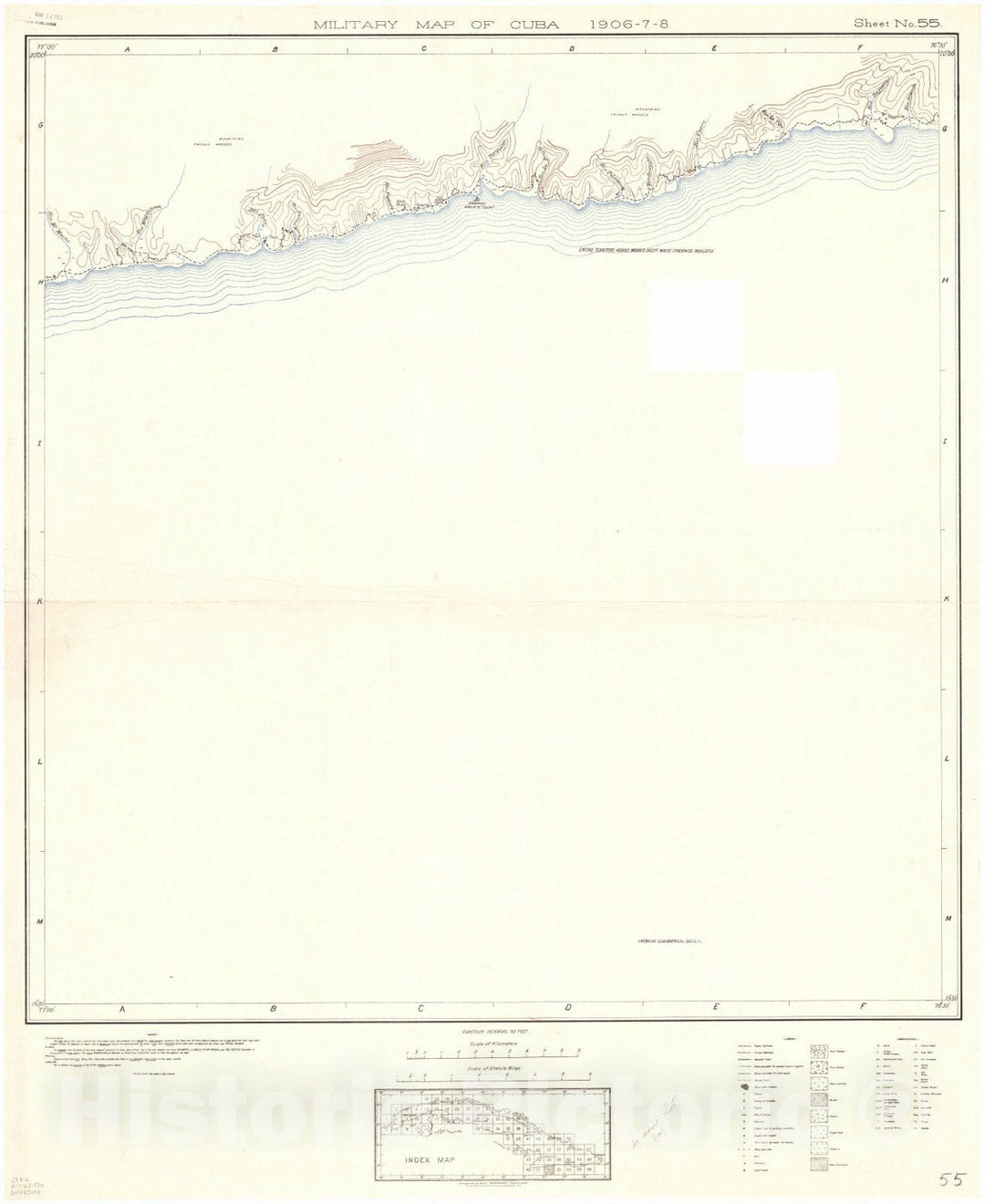 Map : Cuba 1906 23, Military map of Cuba , Antique Vintage Reproduction