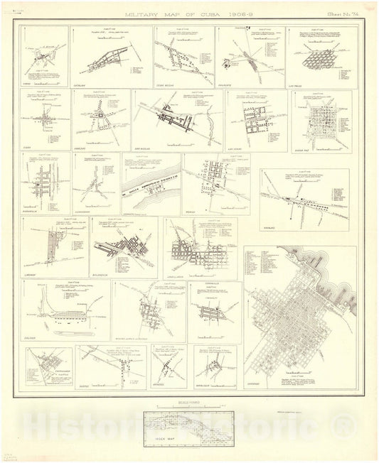 Map : Cuba 1906 9, Military map of Cuba , Antique Vintage Reproduction