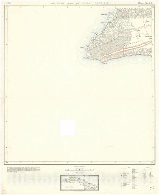 Map : Cuba 1906 18, Military map of Cuba , Antique Vintage Reproduction
