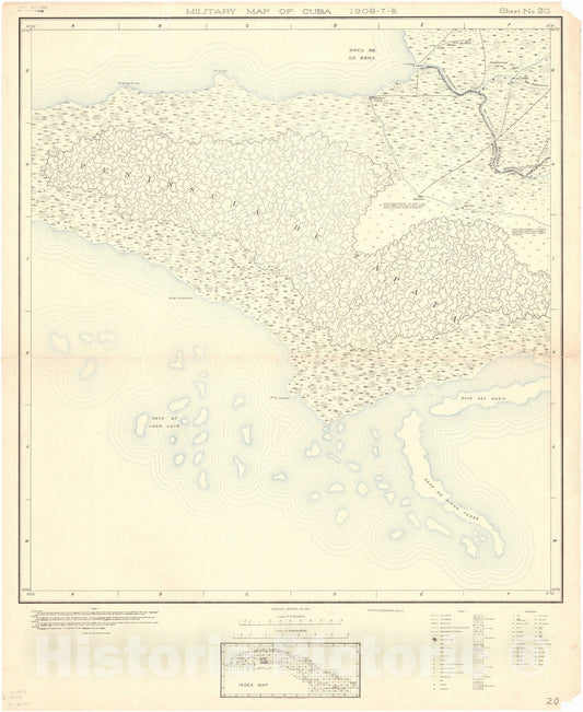 Map : Cuba 1906 20, Military map of Cuba , Antique Vintage Reproduction