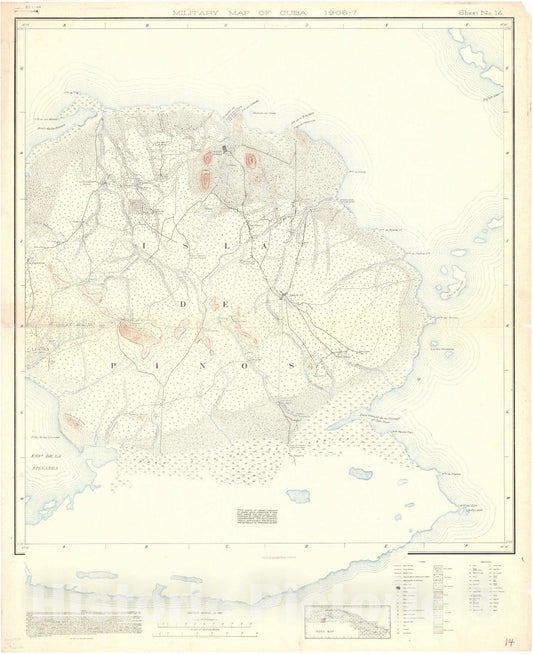 Map : Cuba 1906 50, Military map of Cuba , Antique Vintage Reproduction