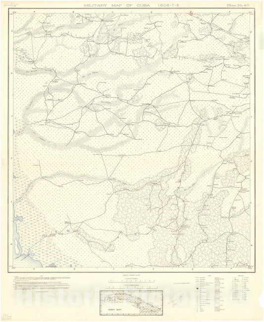 Map : Cuba 1906 100, Military map of Cuba , Antique Vintage Reproduction