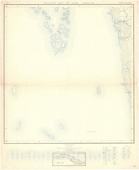 Map : Cuba 1906 54, Military map of Cuba , Antique Vintage Reproduction