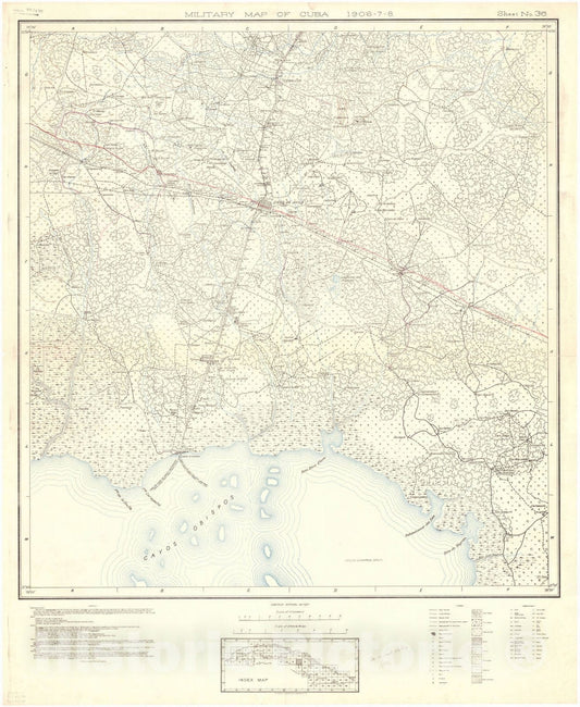 Map : Cuba 1906 60, Military map of Cuba , Antique Vintage Reproduction