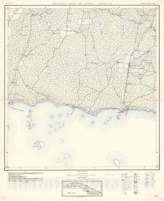 Map : Cuba 1906 61, Military map of Cuba , Antique Vintage Reproduction