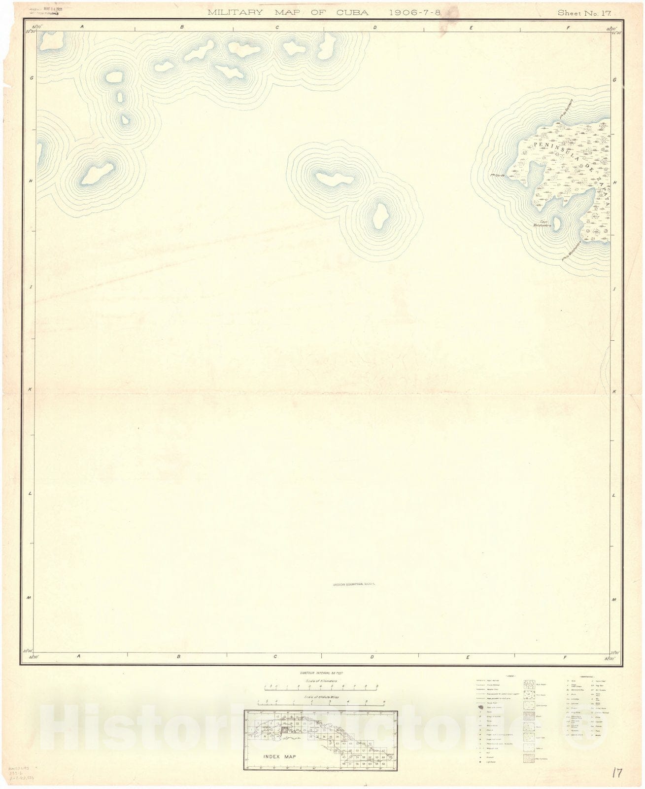 Map : Cuba 1906 76, Military map of Cuba , Antique Vintage Reproduction