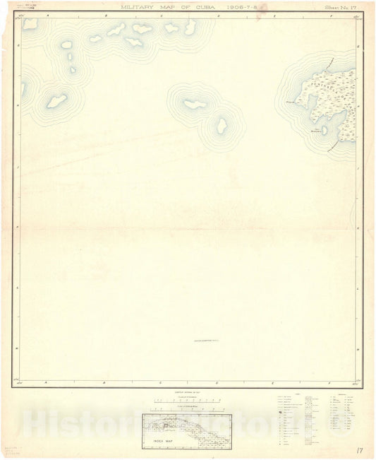 Map : Cuba 1906 76, Military map of Cuba , Antique Vintage Reproduction
