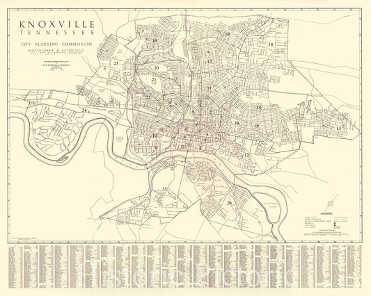 Map : Knoxville, Tennessee 1930, Knoxville, Tennessee , Antique Vintage Reproduction