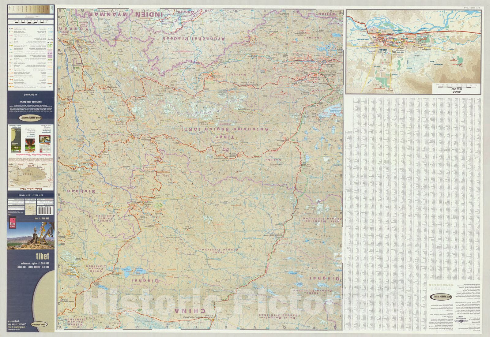 Map : Tibet 2006 1, Tibet autonome region1:1 500 000 : Lhasa-Tal, Lhasa Valley 1:50 000 , Antique Vintage Reproduction