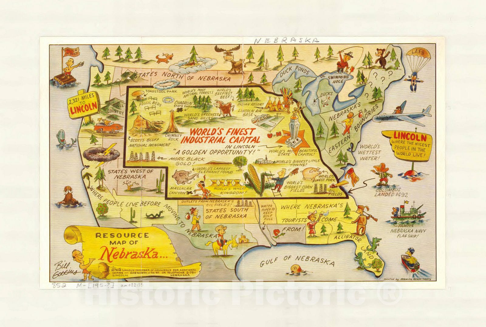 Map : Nebraska c1950, Resource map of Nebraska , Antique Vintage Reproduction