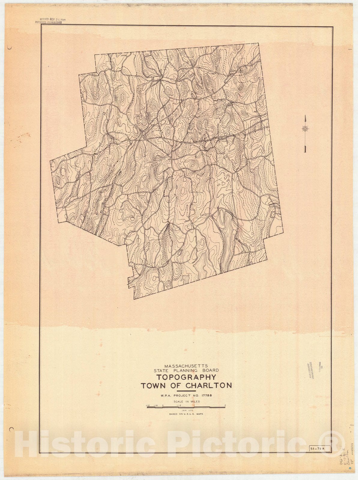 Map : Charlton, Massachusetts 1939 4, Town of Charlton , Antique Vintage Reproduction