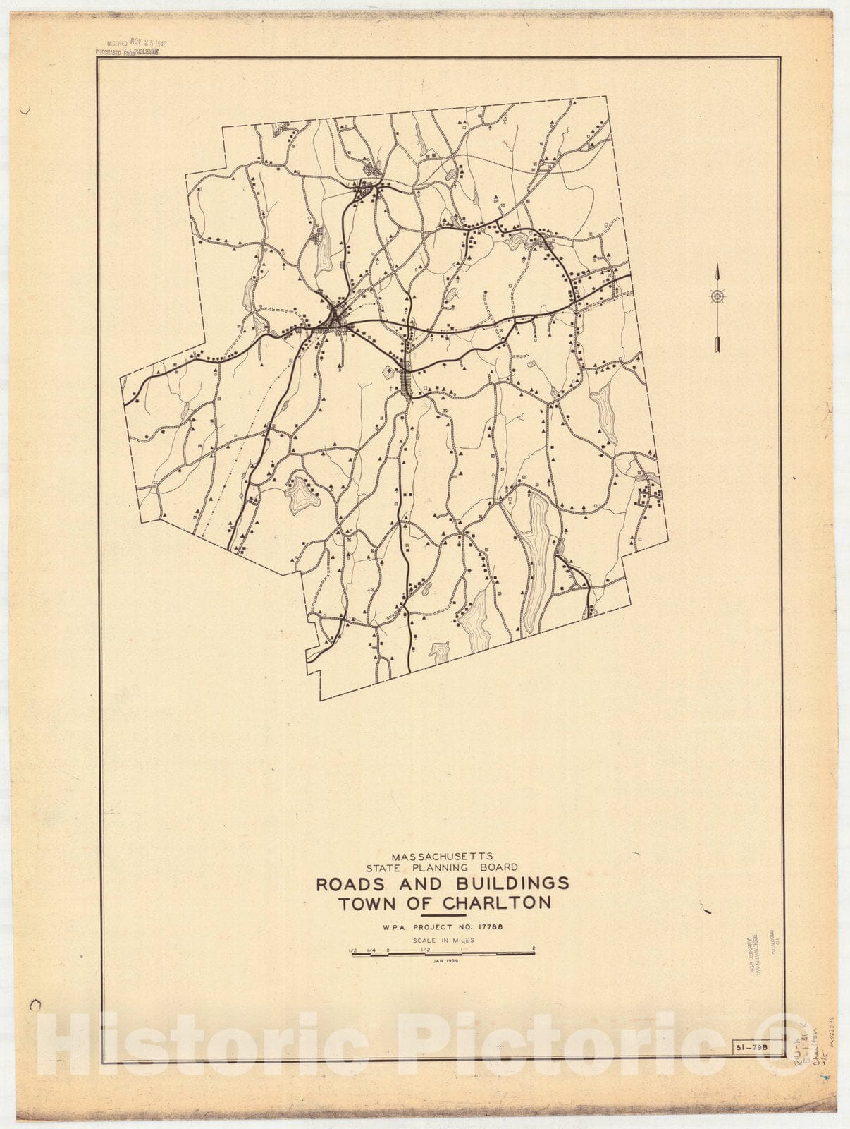 Map : Charlton, Massachusetts 1939 5, Town of Charlton , Antique Vintage Reproduction