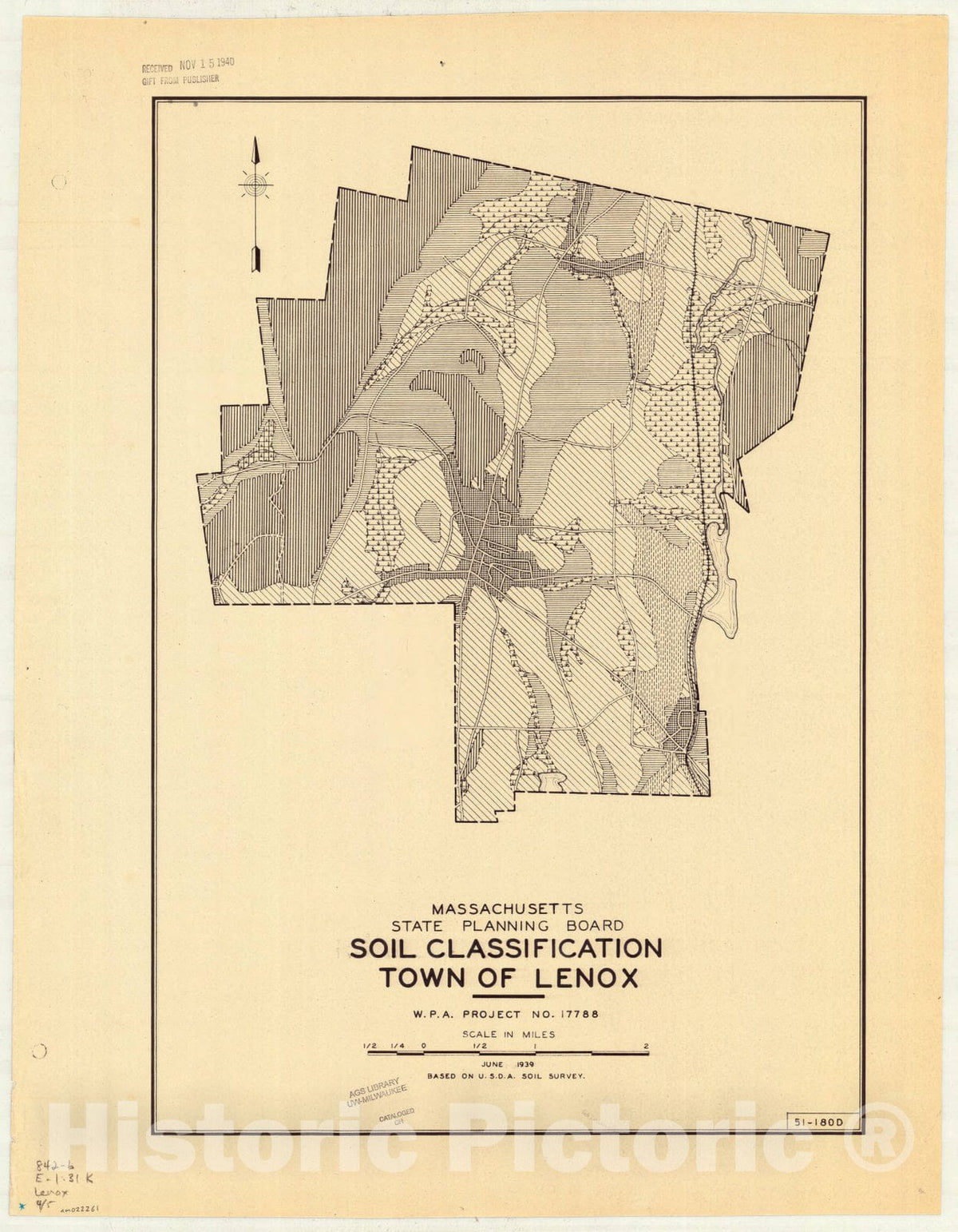 Map : Lenox, Massachusetts 1939 3, Town of Lenox , Antique Vintage Reproduction