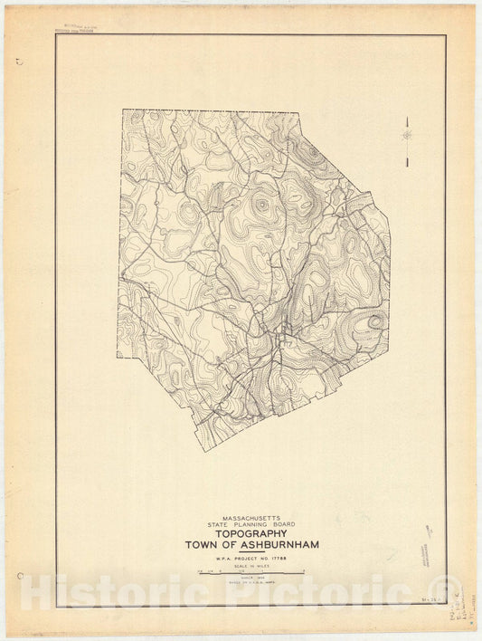Map : Ashburnham, Massachusetts 1939 1, Town of Ashburnham , Antique Vintage Reproduction