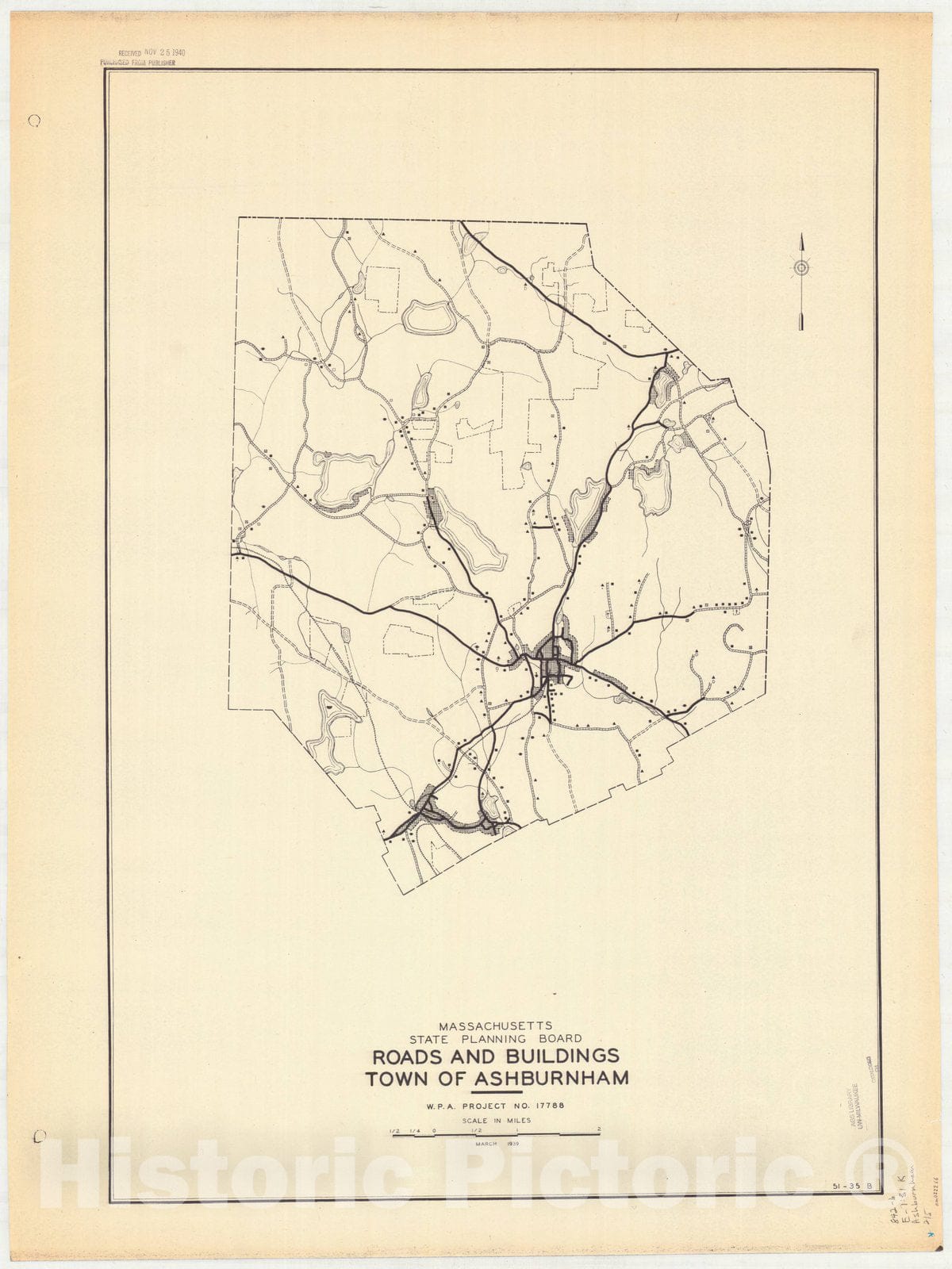 Map : Ashburnham, Massachusetts 1939 2, Town of Ashburnham , Antique Vintage Reproduction