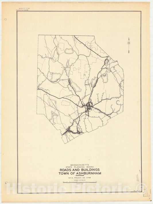 Map : Ashburnham, Massachusetts 1939 2, Town of Ashburnham , Antique Vintage Reproduction