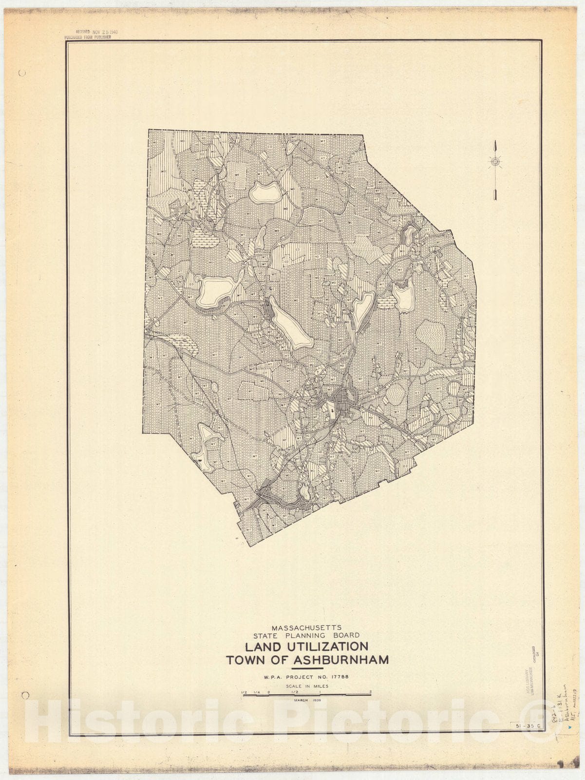 Map : Ashburnham, Massachusetts 1939 3, Town of Ashburnham , Antique Vintage Reproduction