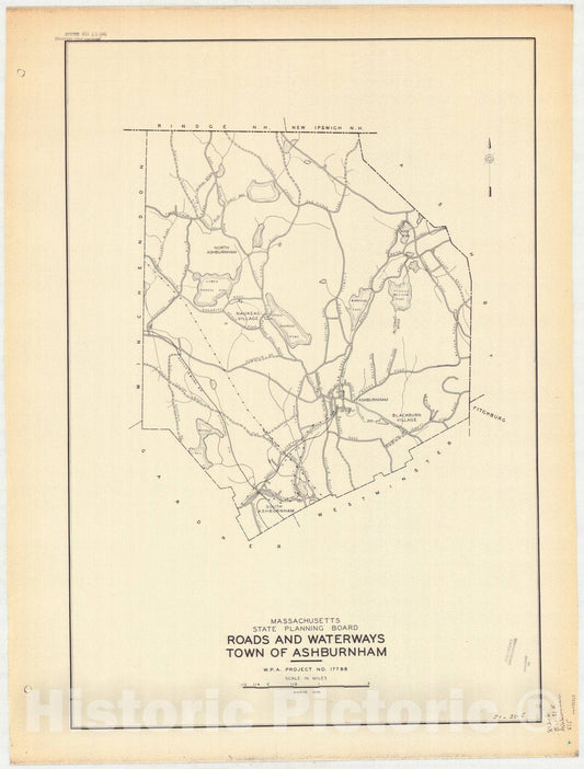 Map : Ashburnham, Massachusetts 1939 4, Town of Ashburnham , Antique Vintage Reproduction