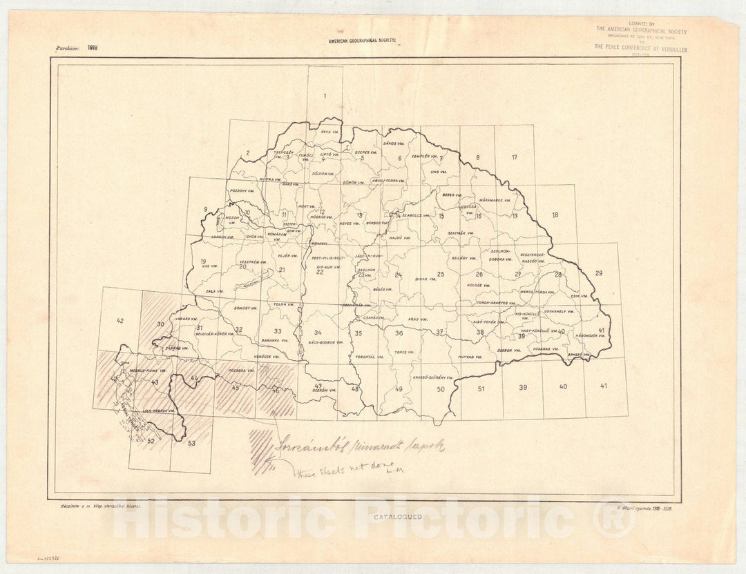 Map : Hungary 1918 61, Ethnographical map of Hungary, Carte ethnographiqe de la Hongrie , Antique Vintage Reproduction
