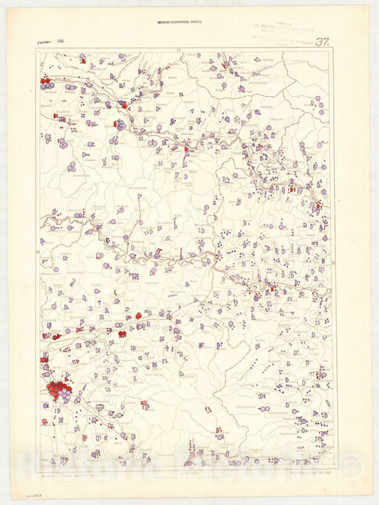 Map : Hungary 1918 37, Ethnographical map of Hungary, Carte ethnographiqe de la Hongrie , Antique Vintage Reproduction