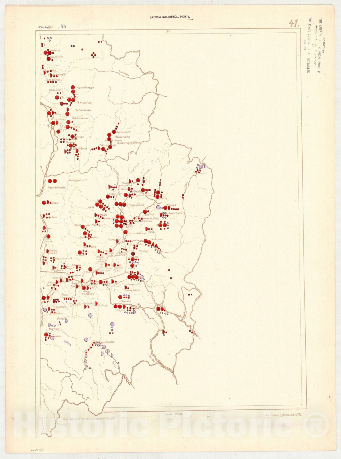 Map : Hungary 1918 41, Ethnographical map of Hungary, Carte ethnographiqe de la Hongrie , Antique Vintage Reproduction