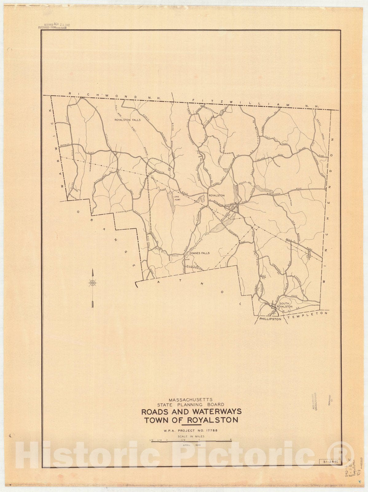 Map : Royalston, Massachusetts 1939 4, Town of Royalston , Antique Vintage Reproduction