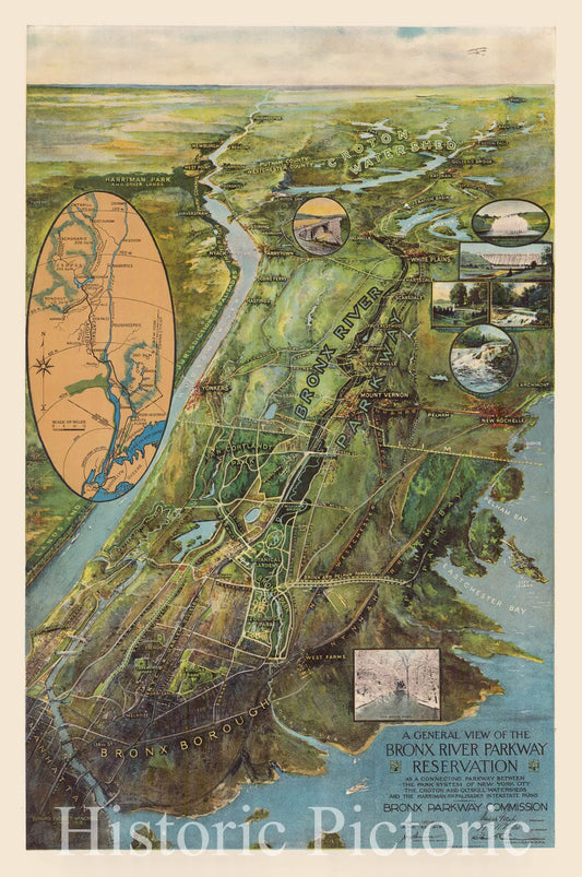 Map : Bronx, New York 1915, Antique Vintage Reproduction