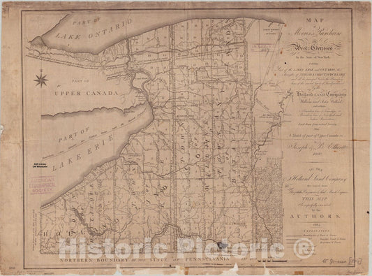 Map : West Geneseo, New York 1804, Antique Vintage Reproduction