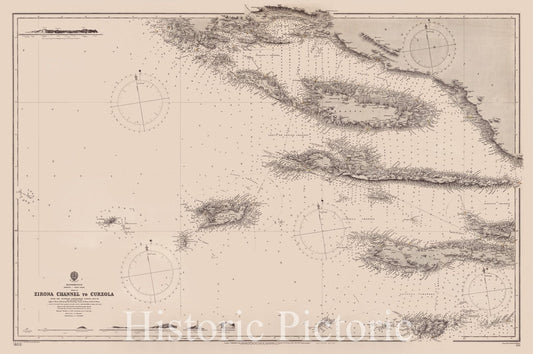 Map : Adriatic Sea, east coast 1901, Mediterranean, Adriatic, east coast, sheet IV, Zirona Channel to Curzola, Antique Vintage Reproduction