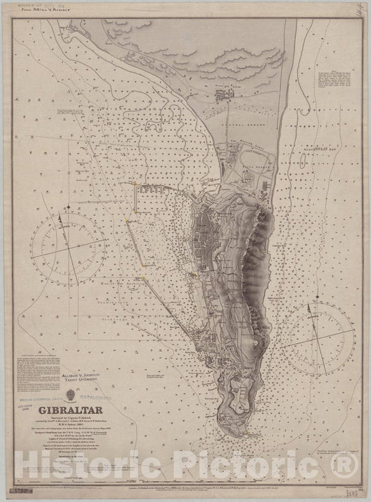 Map : Gibraltar 1907, Gibraltar , Antique Vintage Reproduction