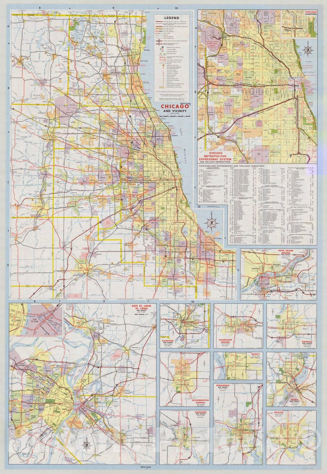 Map : Chicago, Illinois 1965 1, Chicago and vicinity , Antique Vintage Reproduction