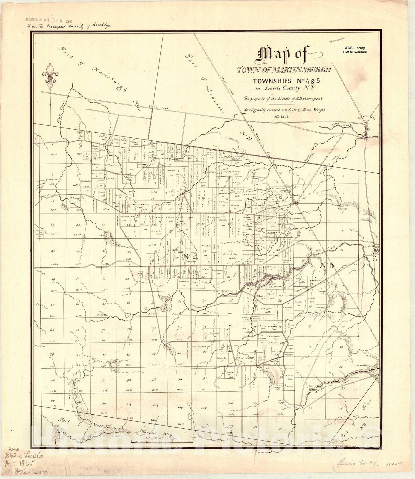 Map : Martinsburgh, New York 1847, Antique Vintage Reproduction