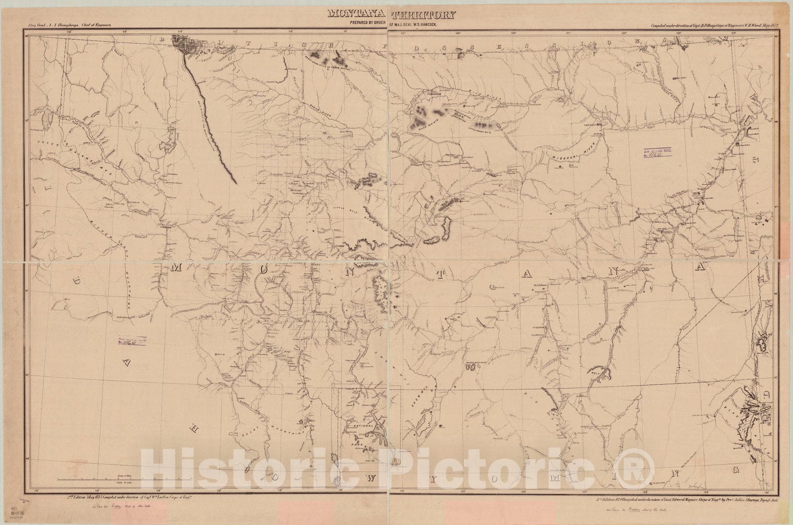 Map : Montana 1878, Montana Territory , Antique Vintage Reproduction