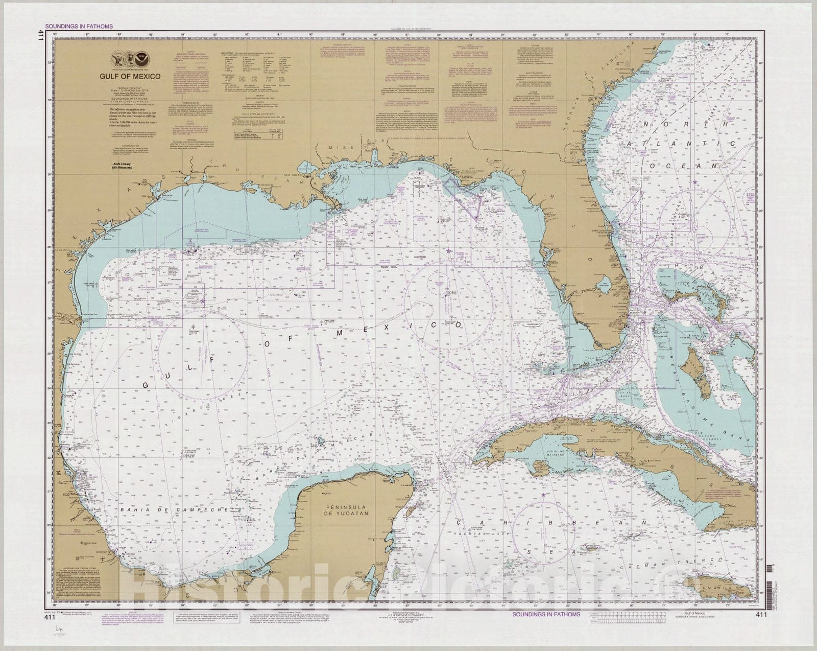Map : Gulf of Mexico 2013, Gulf of Mexico , Antique Vintage Reproduction