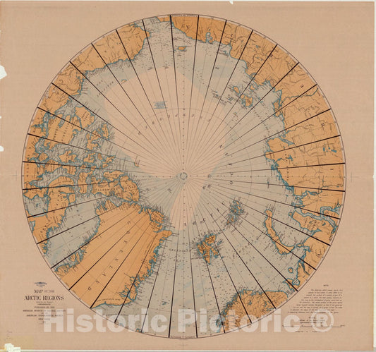Map : Arctic 1912 2, Map of the Arctic regions , Antique Vintage Reproduction