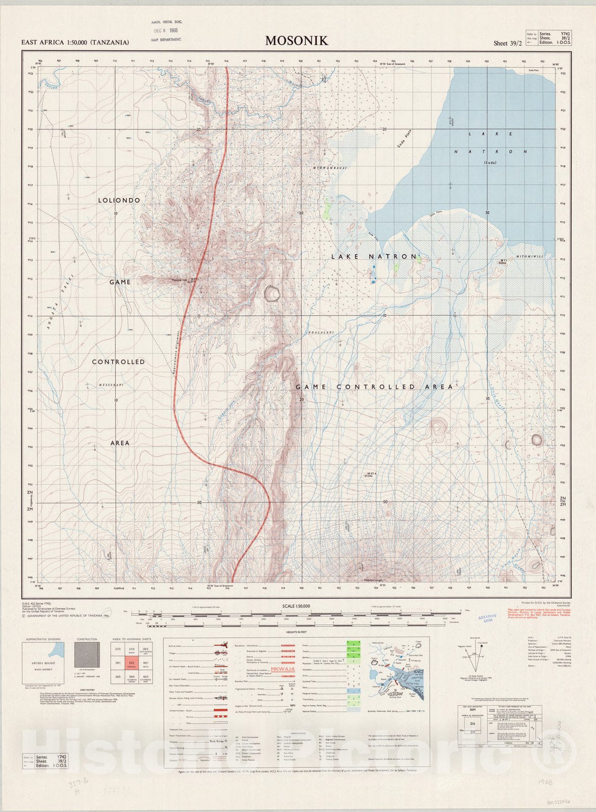 Map : Mosonik, Tanzania 1967, Mosonik, Tanzania sheet 39, Antique Vintage Reproduction