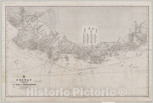 Map : Norway, south coast 1899, Norway, south coast, sheet 1, the Naze to Christiansand , Antique Vintage Reproduction