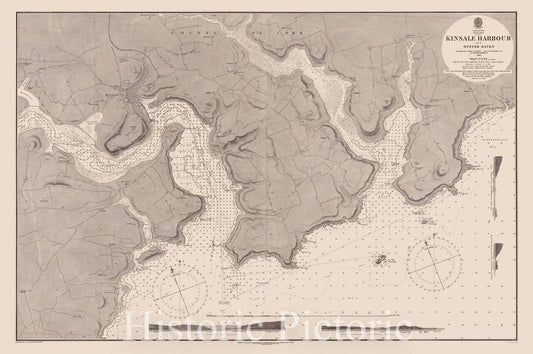 Map : Ireland, south coast 1897, Ireland, south coast, Kinsale Harbour and Oyster Haven , Antique Vintage Reproduction