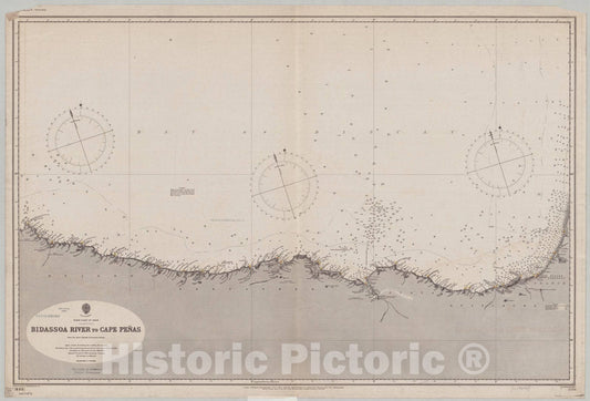 Map : Spain, north coast 1901, North coast of Spain, Bidassoa River to Cape Penas , Antique Vintage Reproduction