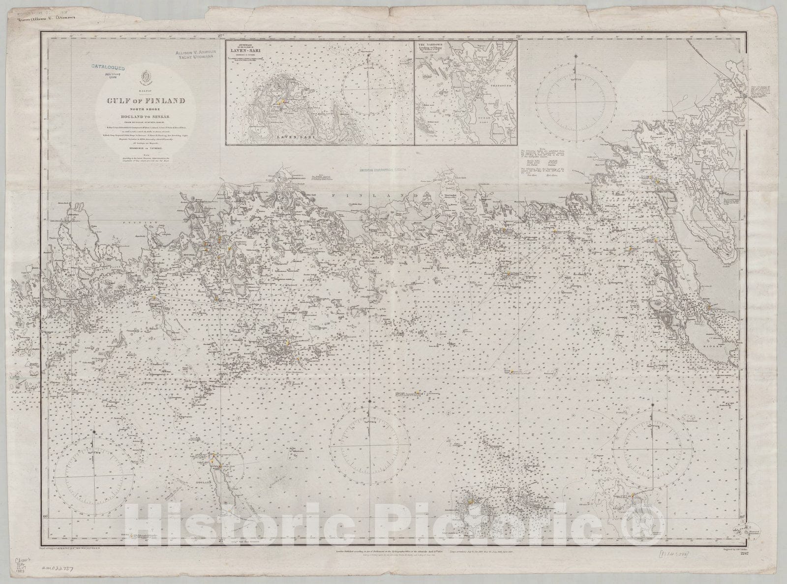 Map : Gulf of Finland 1898, Baltic, Gulf of Finland, north shore, Hogland to Seskar , Antique Vintage Reproduction