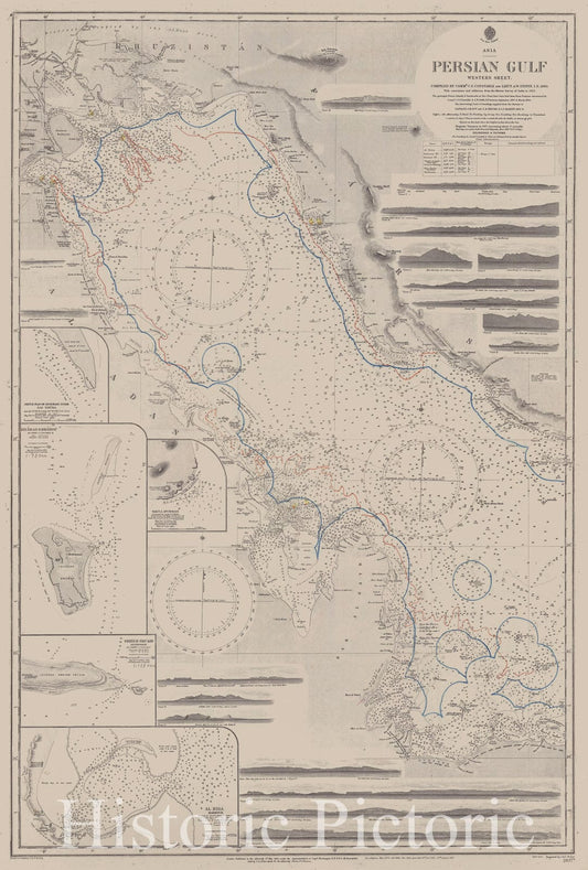 Map : Persian Gulf 1915, Asia, Persian Gulf, western sheet , Antique Vintage Reproduction