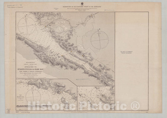 Map : Adriatic Sea, eastern 1901, Harbours on the eastern coast of the Adriatic , Antique Vintage Reproduction