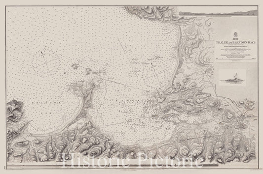Map : Ireland, west coast 1896, Ireland, west coast, Tralee and Brandon Bays , Antique Vintage Reproduction