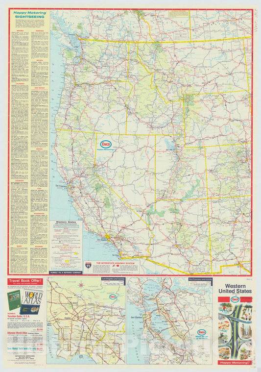 Map : United States, western 1969 2, Western United States : happy motoring! , Antique Vintage Reproduction