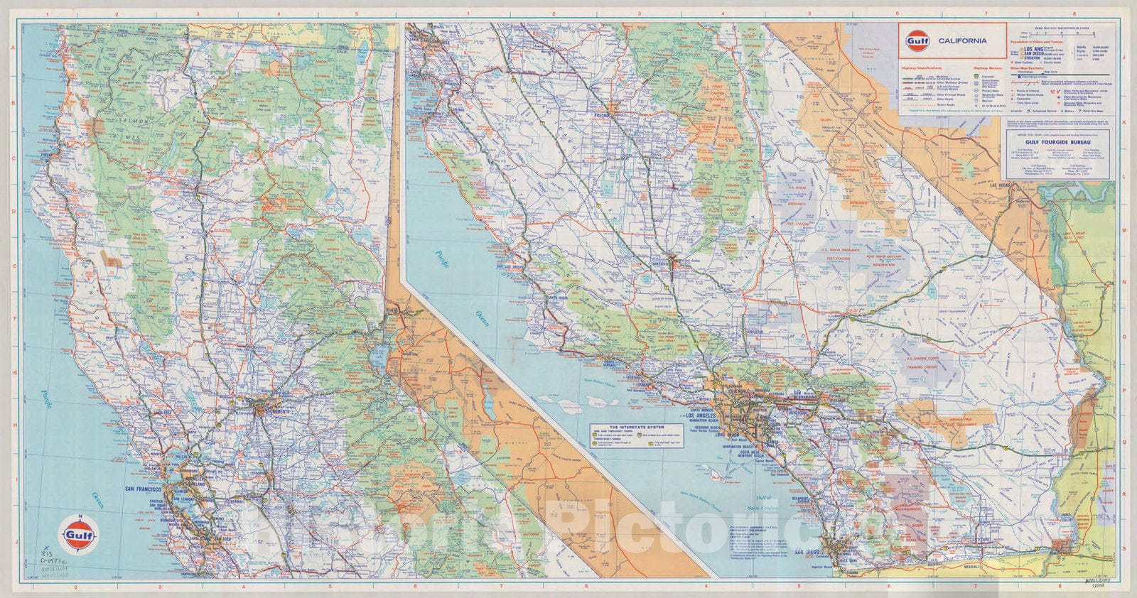 Map : California 1971, California tourgide map , Antique Vintage Reproduction