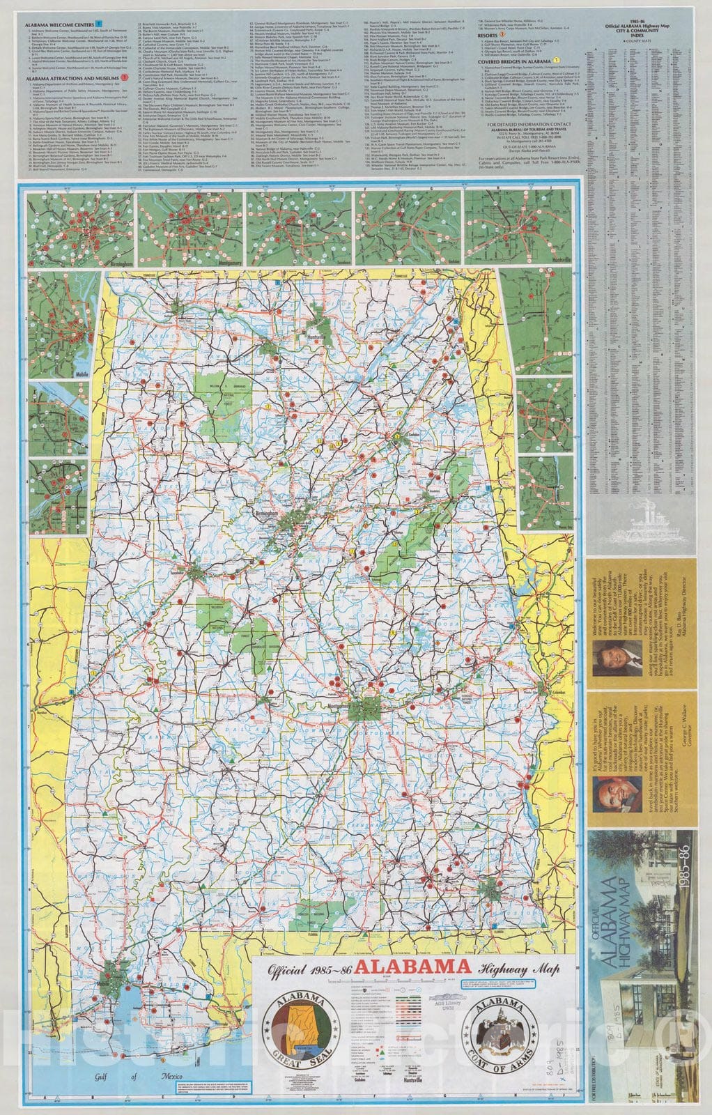 Map : Alabama 1985, Official 1985-86 Alabama highway map , Antique Vintage Reproduction