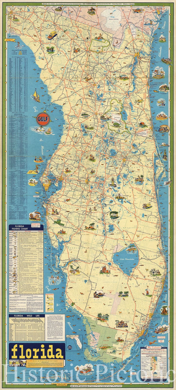 Map : Florida 1951 1, Florida , Antique Vintage Reproduction