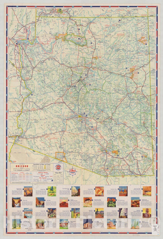 Map : Arizona 1956, Road map of Arizona , Antique Vintage Reproduction